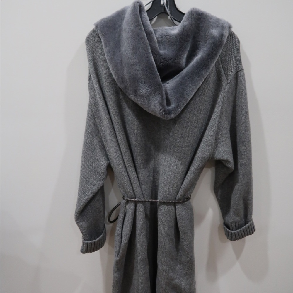 Lafayette 148 cardigan with hood and fur lining